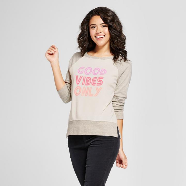 Women's Good Vibes Only Graphic Sweatshirt - Grayson Threads (juniors') Cream