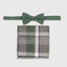Men's Bowtie And Pocket Square Set - Goodfellow & Co Late Night Green