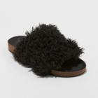 Target Women's Ember Two Band Faux Fur Slide Sandals - Universal Thread Black