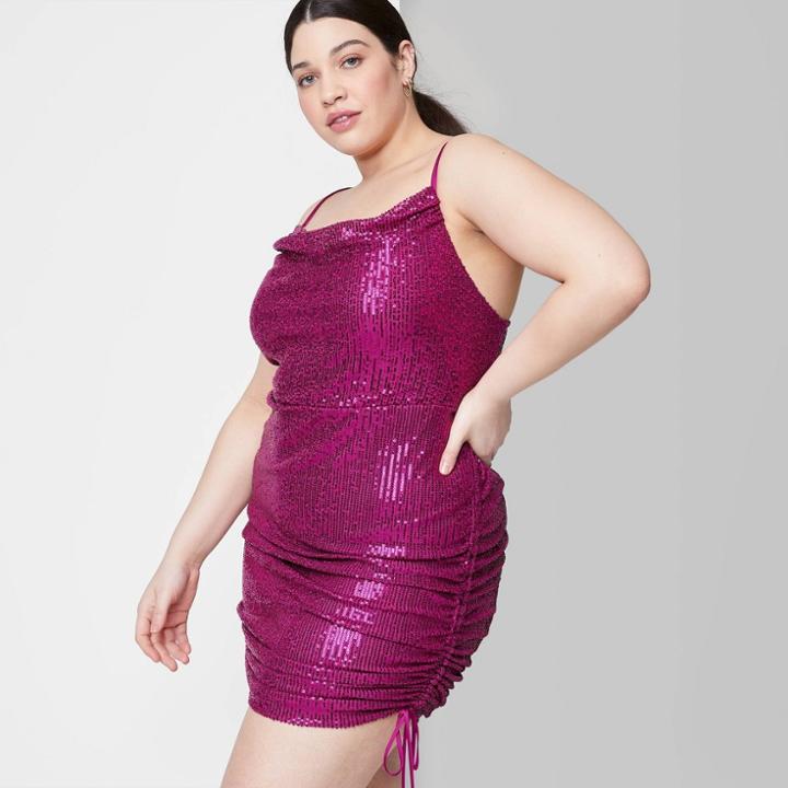 Women's Plus Size Sleeveless Ruched Side Bodycon Dress - Wild Fable Plum Purple