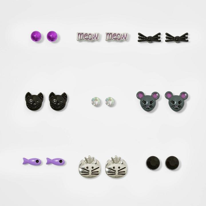 Cat & Jack Girls' 9pk Cat Stud Earrings - Cat And Jack,