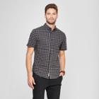 Men's Plaid Slim Fit Short Sleeve Soft Wash Button-down Shirt - Goodfellow & Co Charcoal