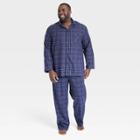 Men's Big & Tall Plaid Flannel Pajama Set - Goodfellow & Co Navy Blue