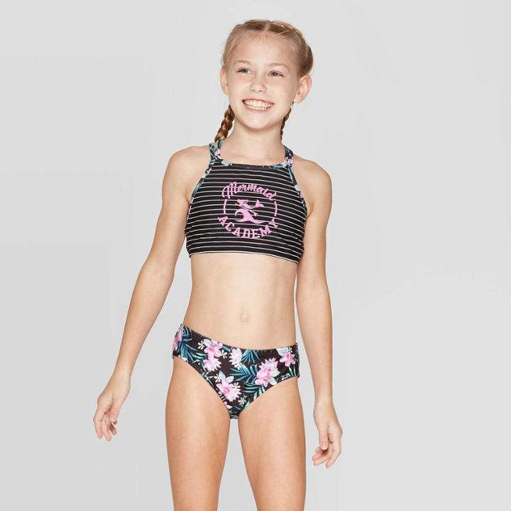 Girls' Mermaid Academy Bikini Set - Art Class Black