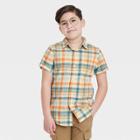 Boys' Plaid Button-down Short Sleeve Shirt - Cat & Jack Cream