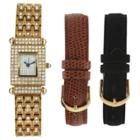 Peugeot Watches Women's Peugeot Crystal Pave Dial Interchangeable Strap Watch