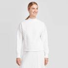 Women's Long Sleeve High Neck Quilted Pullover Sweatshirt - Prologue White