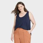 Women's Plus Tank Top - A New Day Navy Blue