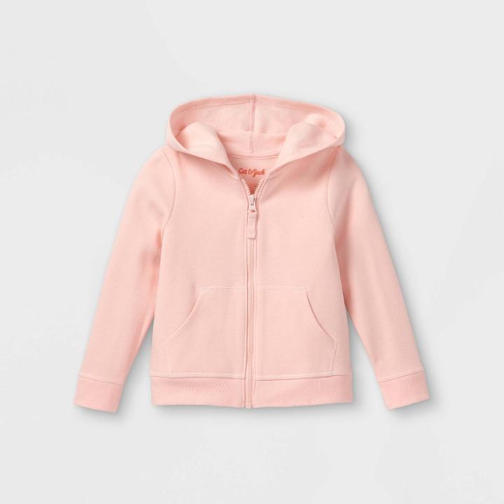 Toddler Girls' Solid Fleece Zip-up Hoodie Sweatshirt - Cat & Jack Pink
