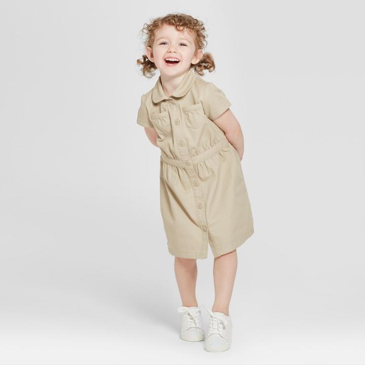 Toddler Girls' Uniform Shirtdress - Cat & Jack Khaki (green)