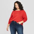 Women's Plus Size Long Sleeve Crew Neck Sweatshirt - Universal Thread Red X