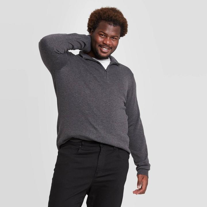Men's Tall Regular Fit Mock Turtleneck Pullover Sweater - Goodfellow & Co Gray