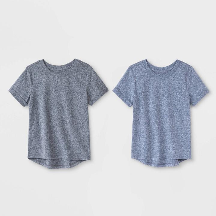 Toddler Boys' 2pk Heathered Short Sleeve T-shirts - Cat & Jack Black/navy