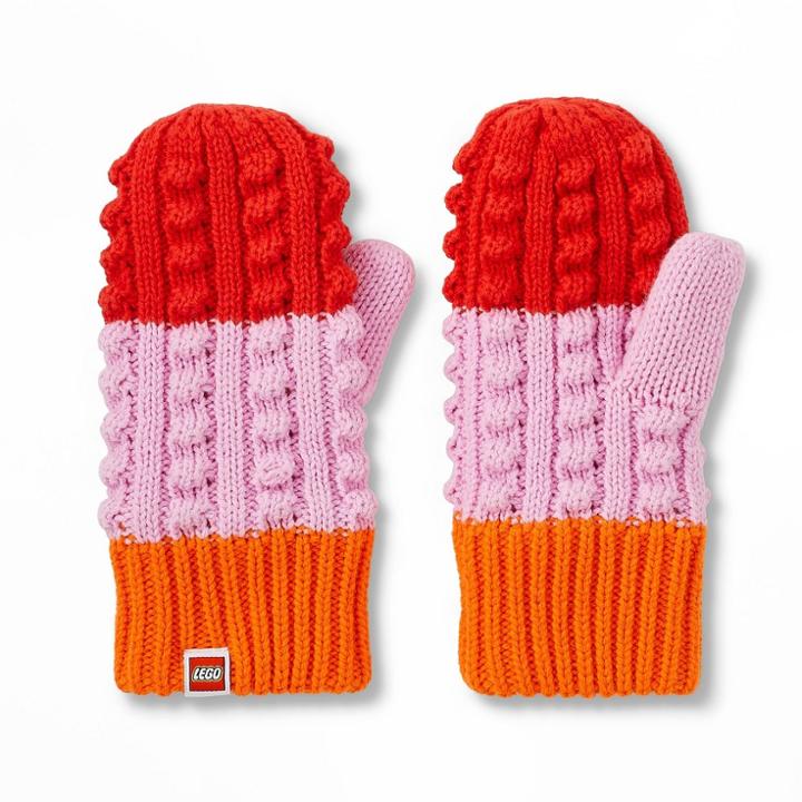 Toddler Color Block Knit Mittens - Lego Collection X Target Red/pink/orange