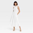 Women's Sleeveless Smocked Waist Dress - A New Day White