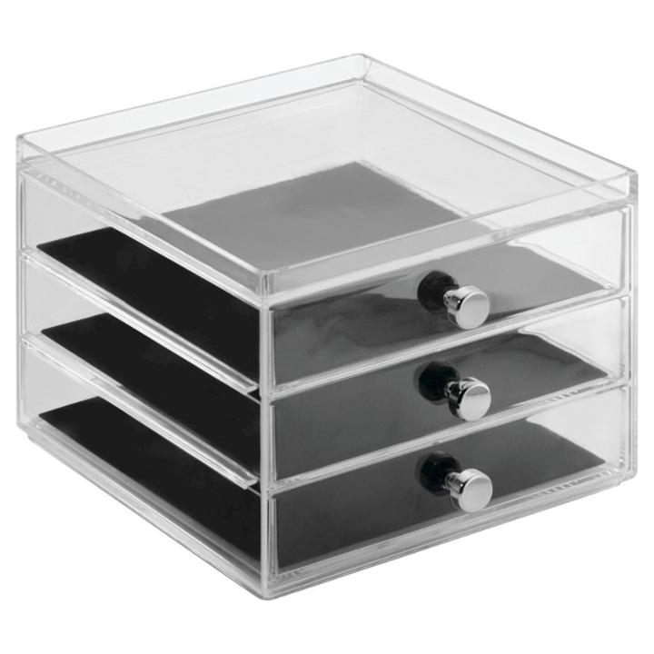 Idesign Drawers Jewelry - 3 Drawer Slim, Adult Unisex, Clear Black