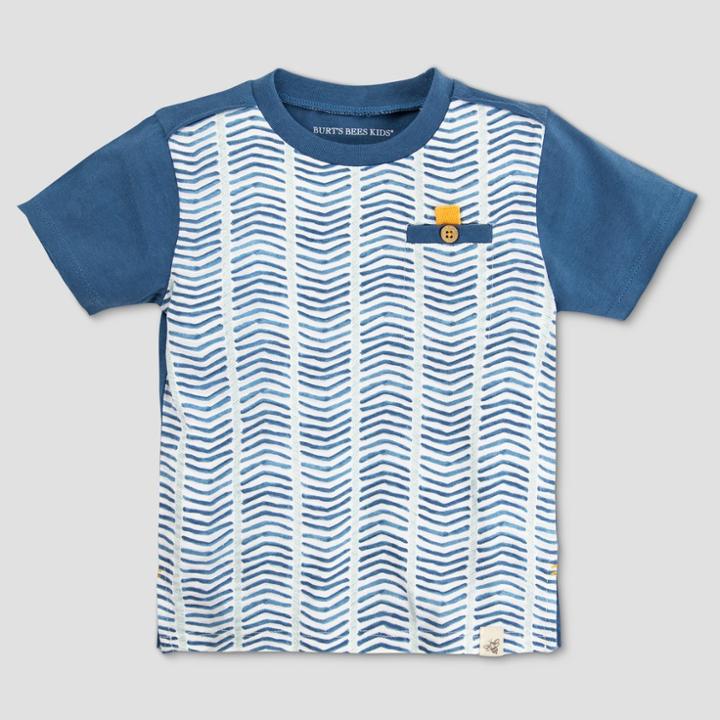 Petiteburt's Bees Baby Toddler Boys' Organic Cotton Faux Twill Short Sleeve T-shirt Star - Blue 7, Boy's,
