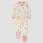 Burt's Bees Baby Baby Girls' 2pc Fruit Print Snug Fit Footed Pajama - Pink