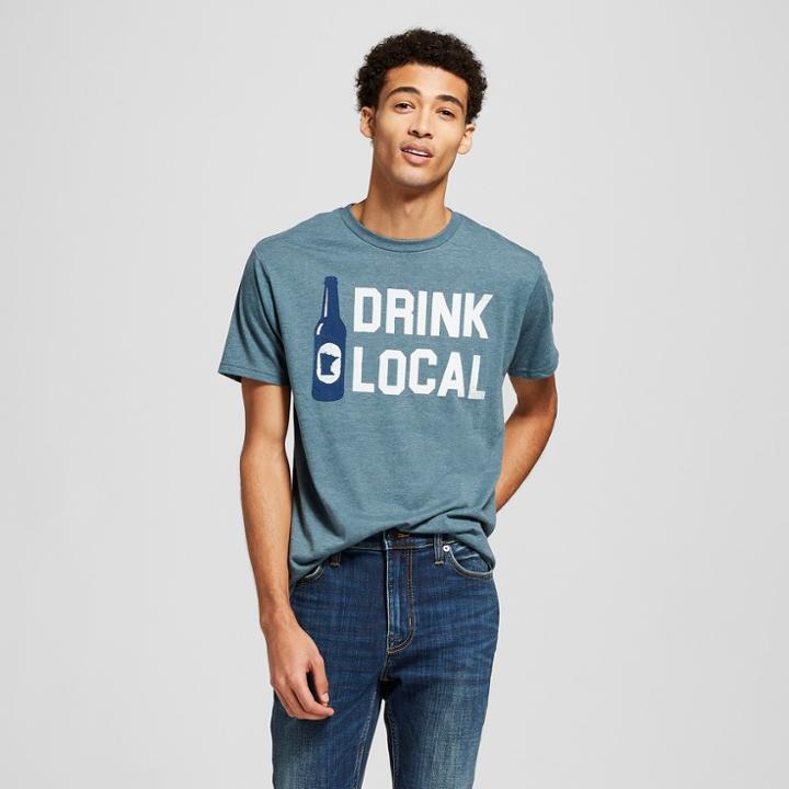 Men's Short Sleeve Drink Local Graphic T-shirt - Awake Navy