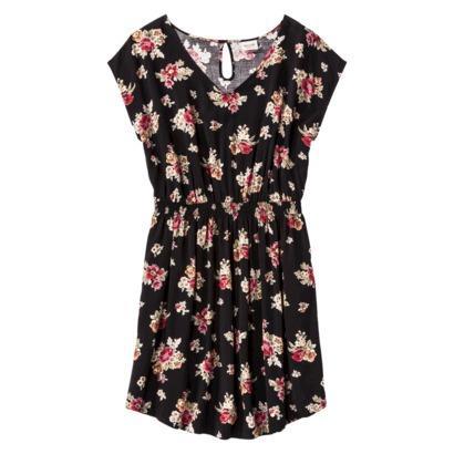 Mossimo Supply Co. Junior's Plus-size Cap-sleeve Dress - Black Floral