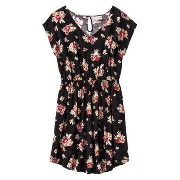 Mossimo Supply Co. Junior's Plus-size Cap-sleeve Dress - Black Floral