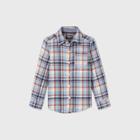 Oshkosh B'gosh Toddler Boys' Long Sleeve Plaid Woven Button-down Shirt - Blue