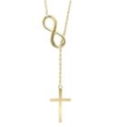Target Infinity Cross Necklace In Sterling Silver Gold Plated, Girl's,