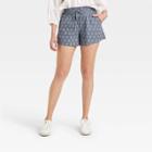 Women's High-rise Pull-on Shorts - A New Day Blue Geometric