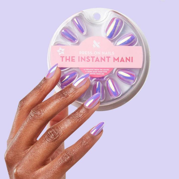 Olive & June Press-on Fake Nail - Oval - Amethyst Holographic -