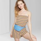 Target Women's Striped Strapless Knit Romper - Wild Fable Yellow