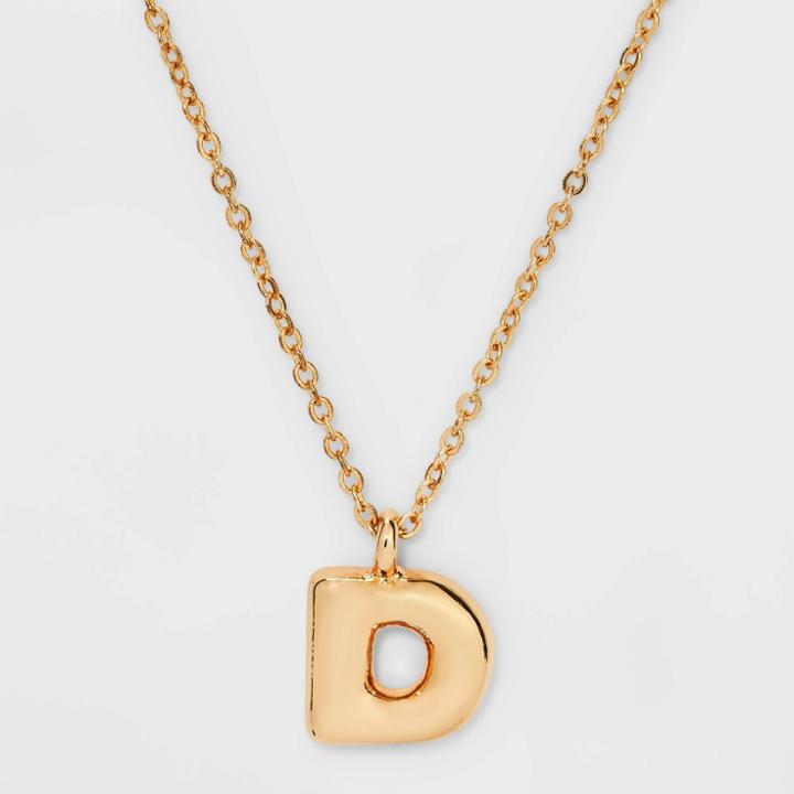 Puffy Initial Charm 'd' Pendant Necklace - Wild Fable Gold