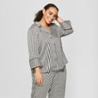 Women's Plus Size Striped Long Sleeve Pajama Shirt Jacket - Who What Wear Black/white 4x, Black/white