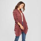 Women's Lace Drapey Open Layering Jacket - Knox Rose Burgundy