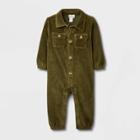 Baby Ribbed Velour Romper - Cat & Jack Green Newborn