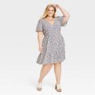 Women's 3/4 Sleeve A-line Dress - Knox Rose Heather White Floral