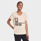No Brand Black History Month Women's It's The - For Me Short Sleeve V-neck T-shirt - Cream