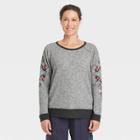 Women's Embroidered Sweatshirt - Knox Rose Heather Gray Floral