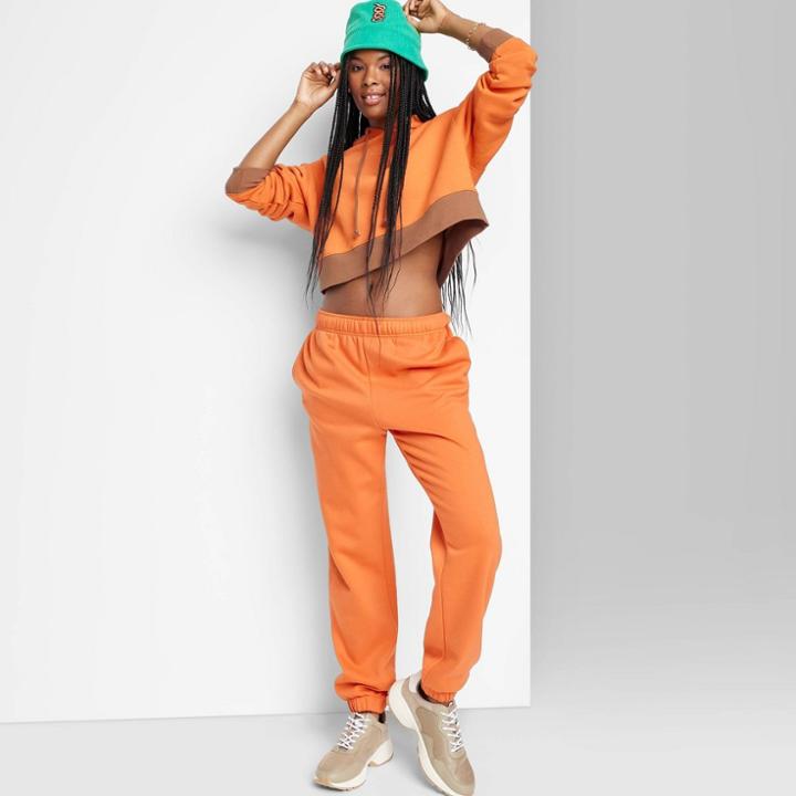 High-rise Fleece Sweatpants - Wild Fable Dark Orange Xxs