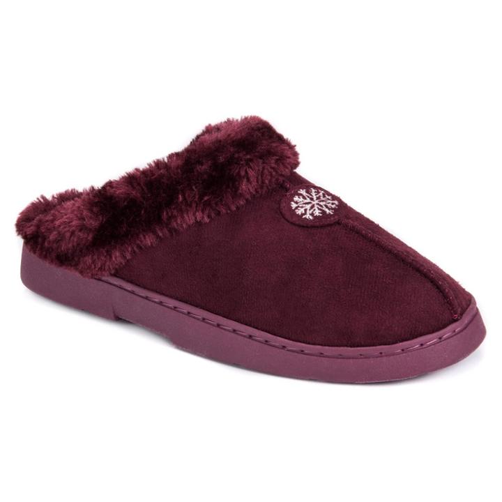 Women's Muk Luks Faux Fur Lined Clog Slippers - Burgundy S(5-6), Size: Small