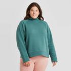 Women's Plus Size Fleece Pullover Sweatshirt - A New Day Teal
