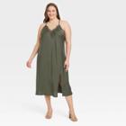 Women's Plus Size Sleeveless Cami Lace Dress - A New Day Olive Green