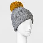 Women's Fleece Lined Knit Ribbed Pom Beanie - Universal Thread Gray