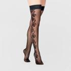 Women's Side Floral Thigh Highs - A New Day Black S/m, Women's, Size: