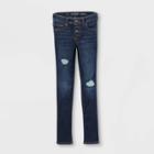 Girls' Distressed Lace Mid-rise Jeans - Cat & Jack Dark Wash