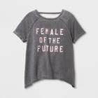 Grayson Social Girls' Female Of The Future Graphic T-shirt - Charcoal (grey)