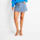 Women's Asymmetrical Mini Jean Skirt - Future Collective With Kahlana Barfield Brown Blue