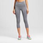 Women's High Waist Heather Textured Capri Leggings - C9 Champion Black/turquoise L, Black Heather