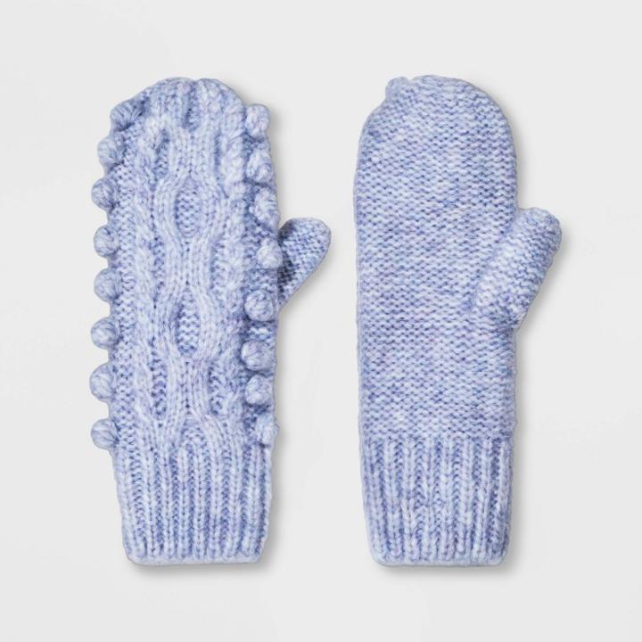 Women's Popcorn Cable Pom Mitten - Universal Thread Lavender One Size, Purple