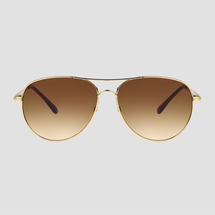 Women's Aviator Metal Shiny Sunglasses - A New Day Gold, Women's, Size: Small, Gold/grey