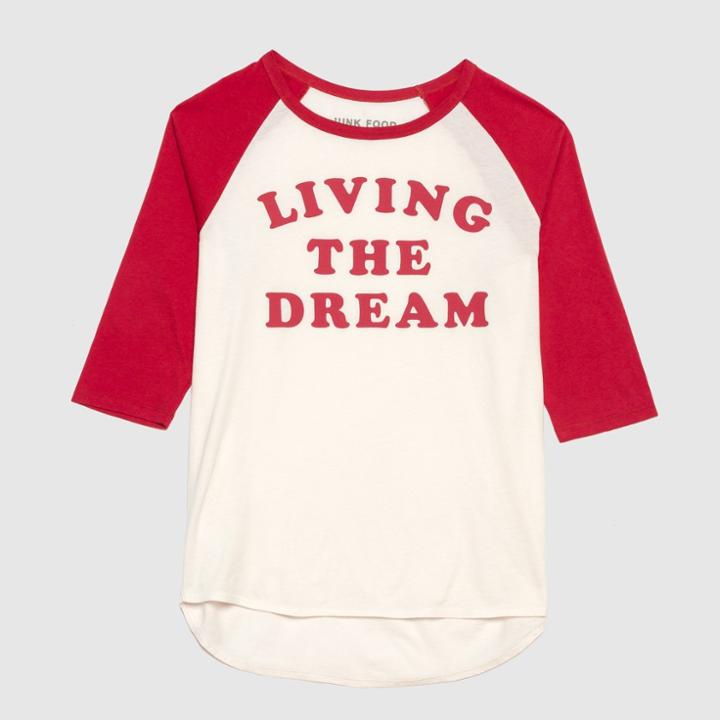 Women's Short Sleeve Living The Dream Raglan T-shirt - Junk Food (juniors') White
